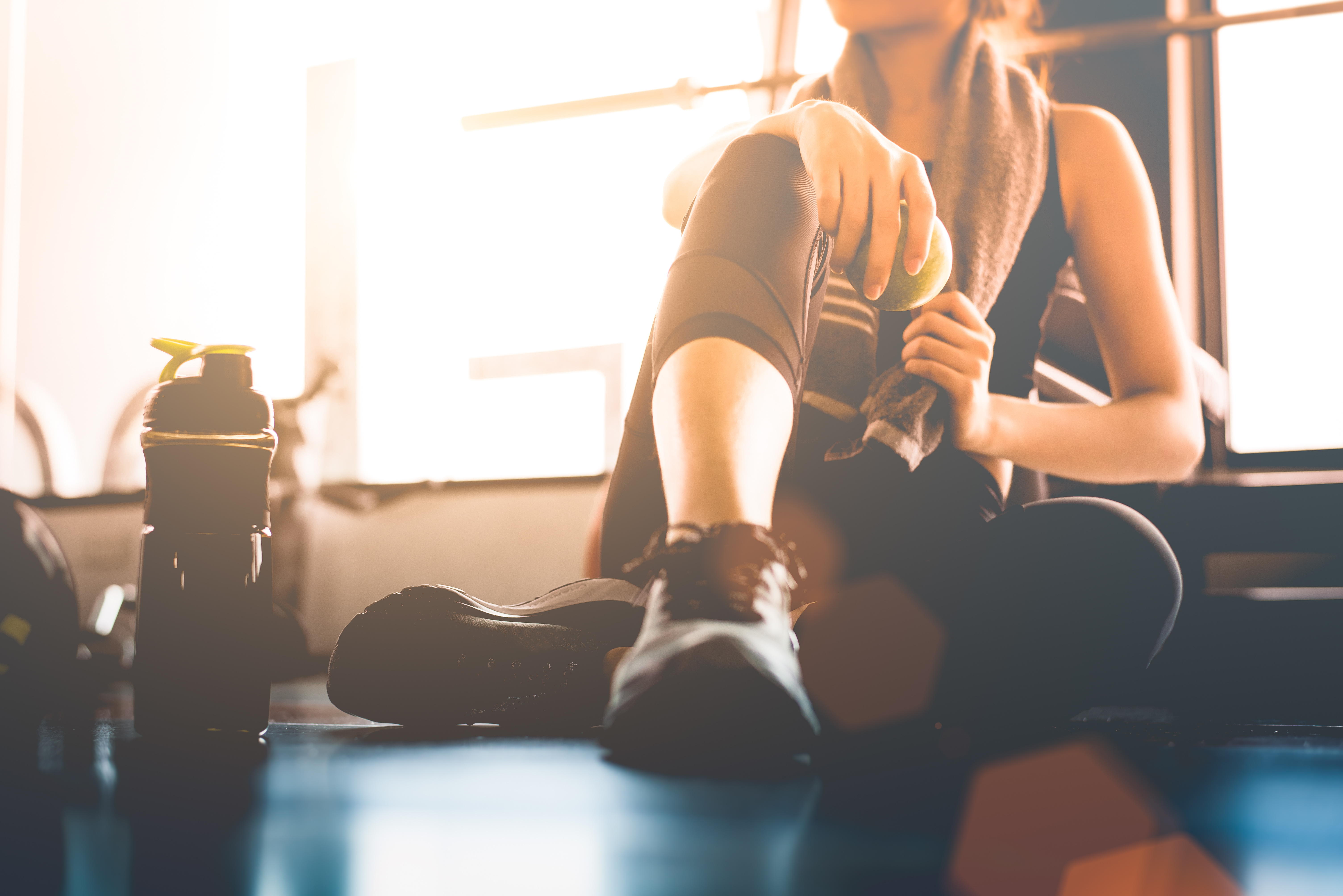 female athlete resting